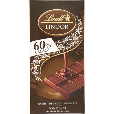 LINDOR TAVOLETTA EX/FOND.60% GR.100 CT18
