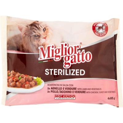 MIGLIORGATTO STER. CARNE SALSA GR.85 X4