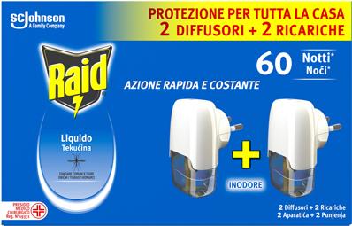 RAID LIQ. ELETTR. 2BASI+2 RICARICHE
